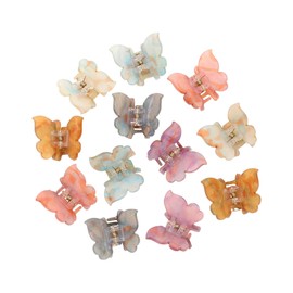 AWAYTR 12Pcs Small Hair Clips for Women Girls Acrylic Mini Claw Clips Cute Hair Jaw Claw for Hair Styling Accessories (Butterfly style)