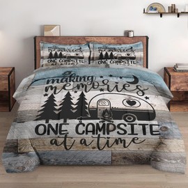 WeCozy Full Size Comforter Set with 2 Pillowcases, Inspirational Vintage Winter Retro Camp Soft 3 Pcs Bedding Set for Kids and Adults Bedroom Bed Decor