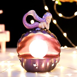 Night Light Battery Powered Beauty Fish Shape Synthetic Resin Cute Night Light with High Appearance Finish for Home9018 33D Starry Sky Purple Star