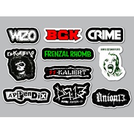 Punk Sticker Pack (10 Stickers) Set 10 wizo bgk Crime eskorbuto frenzal Rhomb Amyl ss-kaliert Appendix Demon System union13 Vinyl Decal Laptop DIY Sticker Badge Patch alt Hardcore Scene Anti Crust