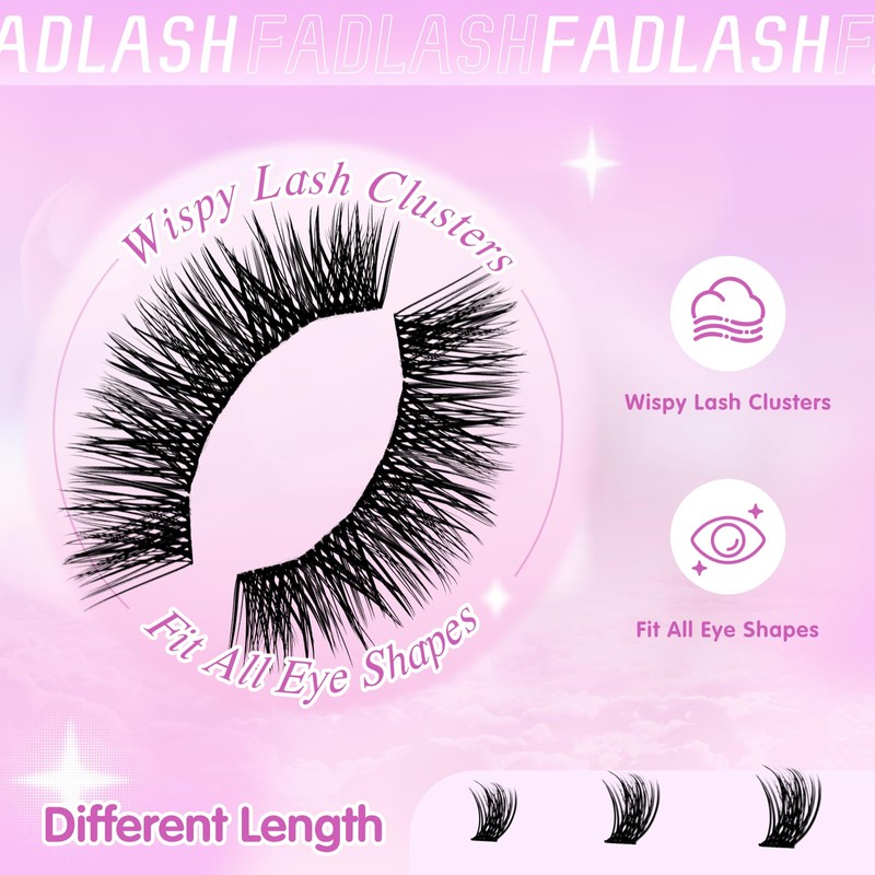 FADLASH Lash Clusters Natural Eyelash Clusters 8-16mm DIY D Curl