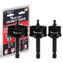 Vearter 3PCS/Set M42 Bi-Metal Hole Saw Kit, 7/8'' to 1-3/8'' Thin Wall Bimetal Cobalt Drill, Hole Cutter with Pilot Drill Bit for Plastic, Wood, Sheet Metal, Plaster, PVC, Steel Plate, Drywall