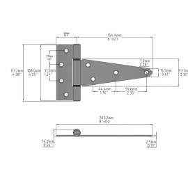 Everbilt 4PK Everbilt 5 inch Zinc Plated Steel Tool Box Door Gate Strap Tee Hinges 13537