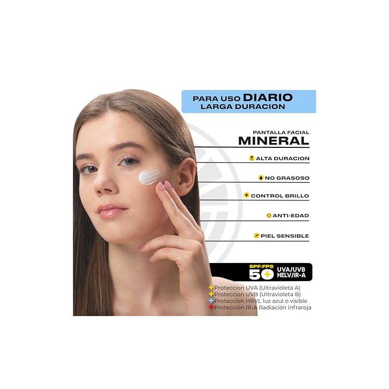 ULMAR Protector Solar Facial Mineral Fps50 Uva/uvb/hevl/Ir-v Piel sensible 50ml