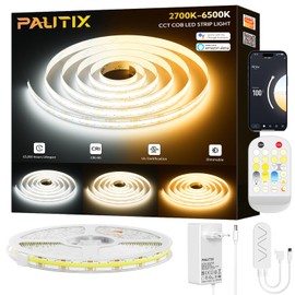 PAUTIX WiFi Smart COB LED Strip CCT 5 m, Tunable White 2700 K - 6500 K COB LED Strip, 24 V LED Strip Works with Alexa/Google Assistant and Power Supply for Kitchen Cabinet, Room, TV