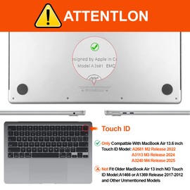 [2-Pack] T Tersely PET Screen Protector for MacBook Air 13.6-inch (2025/2024 2022, A3113,A2681, M4/M3/M2), Ultra Clear HD Anti-Fingerprint Protective Film