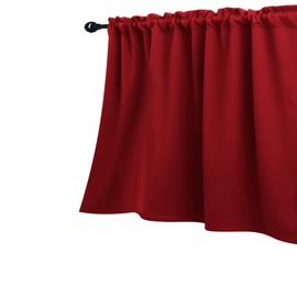 Christmas Curtains Valance for Kitchen Windows Decor Rod Pocket Blackout Curtain Valances for Living Room Bedroom Bathroom Decorations 52 x 18 Inch Length Dark Ruby Red