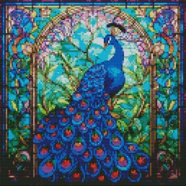 Amiiba Pre Printed Cross Stitch Kits for Adults, Blue Peacock 11ct Stamped Embroidery Kits DIY Wall Art Decor for Beginners (Blue Peacock)