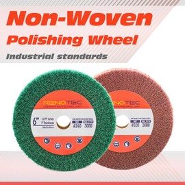 RENOTEC 6 Inch Flap Wheel, Non-Woven Abrasive Polishing Wheel, 1 Inch Thickness, 3/4 Inch Arbor, for Bench Grinder (Assorted Grit240 Grit320)