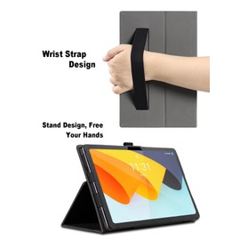 Case for BYYBUO SmartPad A10_L 10.1 inch, BYYBUO SmartPad A10_L Tablet Case, Folding Stand Protective Cover with Pencil Holder and Wrist Strap, Full Protection. (Black)
