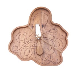 C&F Home Octopus Serving Board W/Spreader S/2 Brown