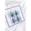 Silver Star Aqua Handmade Nail Tips - Long Stiletto /