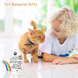 Rainbow Bridge Pet Memorial - Acrylic Heart 4 4 0.4in, Sympathy Gift for Dog, Cat Loss