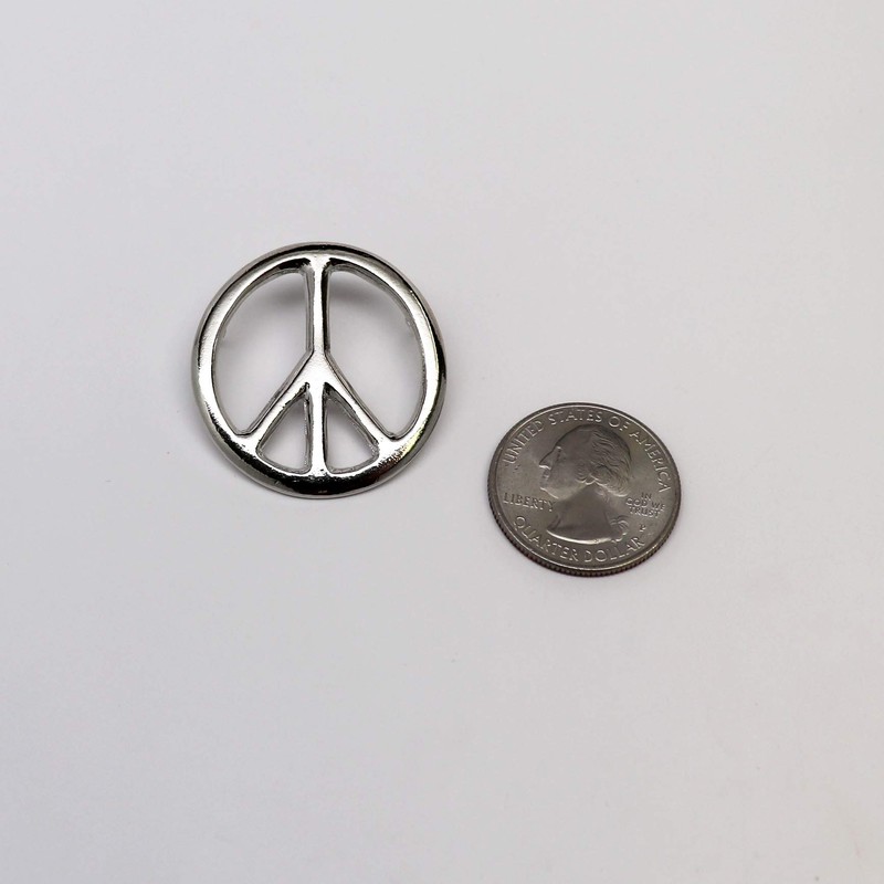 Peace Sign Hippie Jacket or Hat Pin Polished Silver Finish
