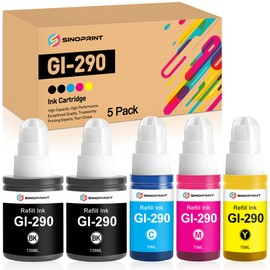 SINOPRINT GI-290 G3200 G4210 Ink Refill for Canon GI 290 GI290 290 Ink Bottles for Canon PIXMA G4210 G3200 G4200 G2200 G1000 Printers (5-Pack 2Black 1Cyan 1Magenta 1Yellow)