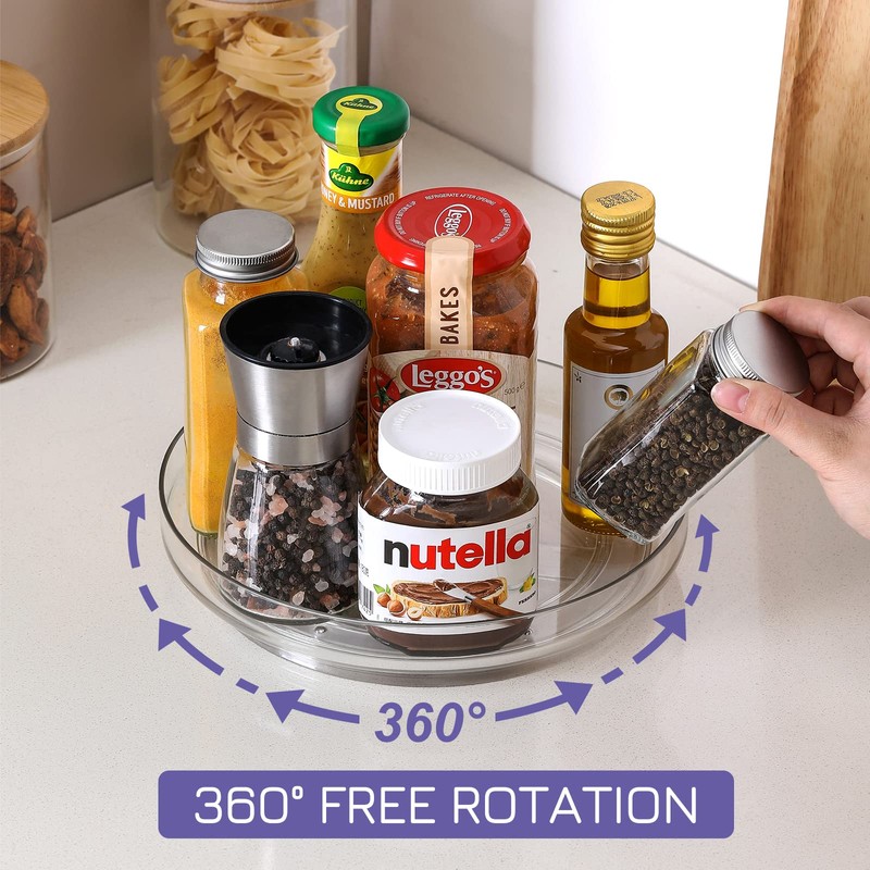 2 Pack, 9 Inch Clear Non-Skid Lazy Susan Organizers -