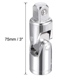 TA-VIGOR 1/2 Inch Drive Universal Joint Swivel Deep Impact Socket, Heavy-Duty Cr-V Steel Swivel Adapter with Spring-Loaded Detent for Ratchets, Socket Wrenches and Tight Spaces