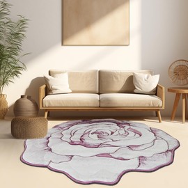 Rose Rug 6ft Round Area Rugs Cute Plush Flower Shaped Rug Circle Girly for Bedroom Floor Living Room Carpet 304 Pink