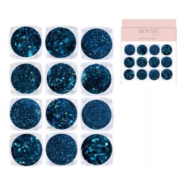 Decoracion De Uñas Glitter Escarcha Confetti Hoja Color Azul