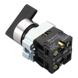 Baomain Seleccionar interruptor ZB2-BE101C 22mm de bloqueo 2 NO Tres Posiciones Selector Rotatorio 3 Posiciones