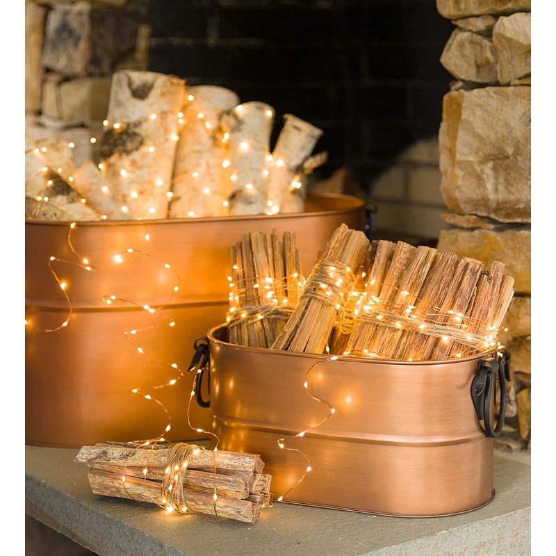 Plow & Hearth Vintage-Style Antique Copper Galvanized Steel Firewood Bucket