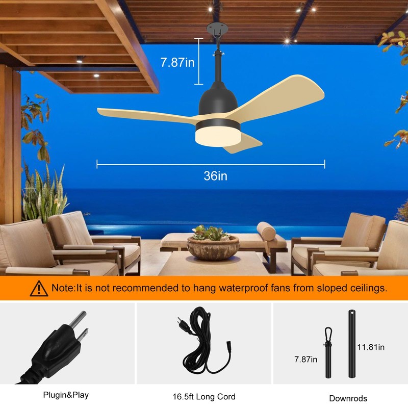 Bsteciar 36" Ceiling Fans with Lights, Remote Control + APP