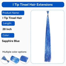 Hair Tinsel I Tip Hair Extensions Hair Tinsel Kit With Accessories I Tip (Sapphire Blue)