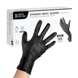 Restaurantware-Serve Secure Medium Gloves, 1000 Disposable Gloves - Does Not Contain Powder And Latex, Multipurpose, Black Vinyl Food Prep Gloves, Ideal For Cooking, Cleaning, And More