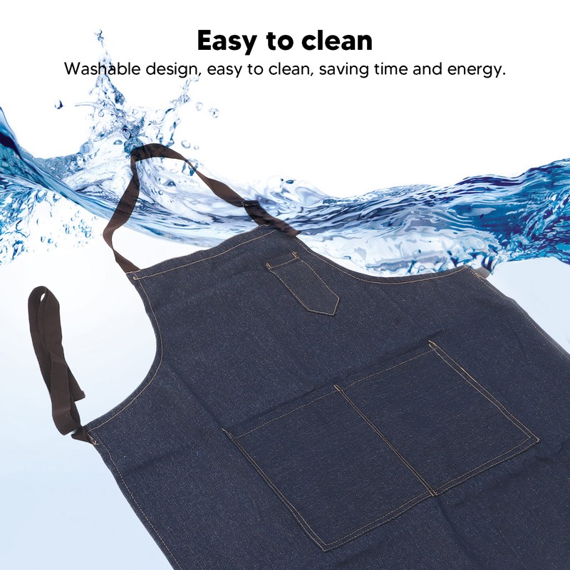 Denim Apron Abrasion Resistant Washable Chef Apron Adjustable Stylish Kitchen