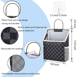 coien Wall Hanging Storage Bag Wall Hanging Organizer Basket Wall Hanging Organizer Bag with Sticky Hook, Wall Organizer for Dormitory Bathroom Bedroom Kitchen-4 Pack
