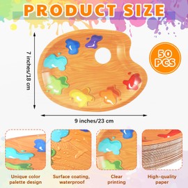 Honeydak 50 Pcs Art Birthday Party Decorations Paint Palette Shaped Paper Plates Art Plates for Paint Themed Party Supplies