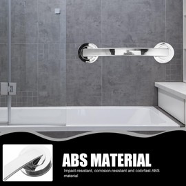 Garneck 12 Inch Suction Cup Shower Handle Grab Bars for Bathtubs and Showers Bathroom Safety Armrest for Children Seniors Elderly No Drilling Bathtub Assist Hand Bar (Large, Silver), Medium