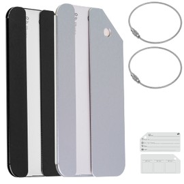 Premium Luggage Tags with Address Tags, 2 Pieces, Black + Silver, Aluminium Sign, for Air Travel, Cruise, Metal Luggage Tags, Name Tags, Address Tags, Bag Tags, ID Labels