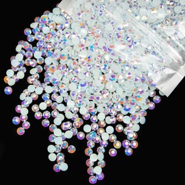 qiipii 3000PCS 4mm White Ab Resin Rhinestones for Crafting Flatback Jelly Stones Bulk SS16 Diamonds Gems Charms Supplies for Nails Face Eyes Makeup Body Tumblers Mugs Bottles DIY Crafts Clothes Shoes
