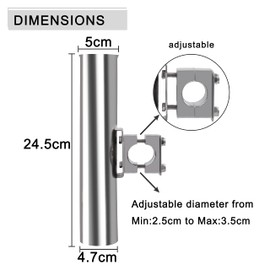 SHADDOCK Rod Holder Adjustable Stainless Steel Fishing Rod Racks Fishing Rod Holder Stable 360 Degree Rotatable and Easy to Adjust for Boat Kayak Yachts Fishing Boat (Pack of 2)