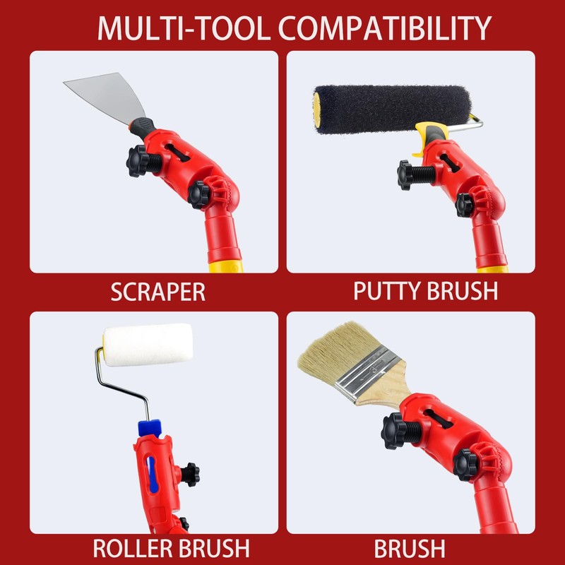 Multi-Angle Paint Brush Extender with Extension Pole Handheld Painting Tool