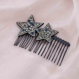 Iaceble Rhinestone Star Hair Comb Sparkly Crystal Star Side Combs HairPin Black Star Cz Hair Comb Clip Holder Hair Updo Styling Tool Invisible Hairstyle Decorative Hair Accessories for Women