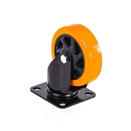 5" x 1-1/2" Swivel Caster Orange Polyurethane Wheel, Supports 500 lbs Each