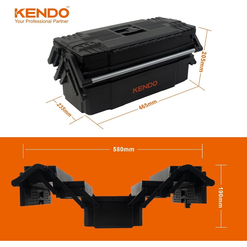 KENDO Caja de herramientas vacía de plástico ligera y extremadamente