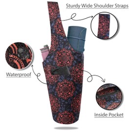 jswuffx Yoga Mat Bag Yoga Tote Bag with Large Pocket and Zipper Pocket Yoga Mat Bag Carrier Fit Most Size Mats and All You Stuff (red blue)