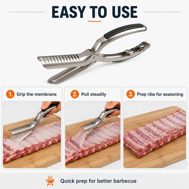 Rib Membrane Removal Tool for BBQ Prep – Stainless Steel