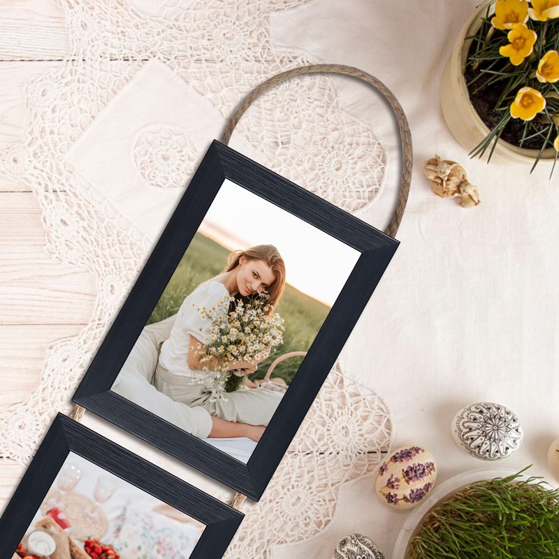 QUTREY Black 4x6 Hanging Picture Frames Set of 2, 4