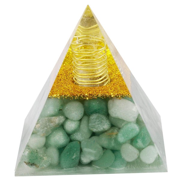 mookaitedecor Healing Crystal Orgonite Pyramid Stone Energy Points Meditation Home Decor,Green Aventurine
