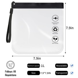 Airport Approved Clear Toiletry Bag, 20 x 20 cm Waterproof Bag, Airport Security Approved Liquid Bags for Men and Women, Pack of 3, transparent, Modern