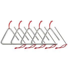 5 x Classic Cantabile Triangle with Beater - Steel Triangle for Children and Early Musical Education - Percussion Instrument with 10 cm (4 Inch) Size and Clapper - Ideal for Nursery