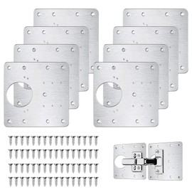 flintronic Stainless Steel Hinge Repair Plate, Kitchen Hinge Repair Plates with Screws, 9 x 9 cm Kitchen Hinge Repair Kit Door Cabinet Home Furniture Drawer Boxes Window