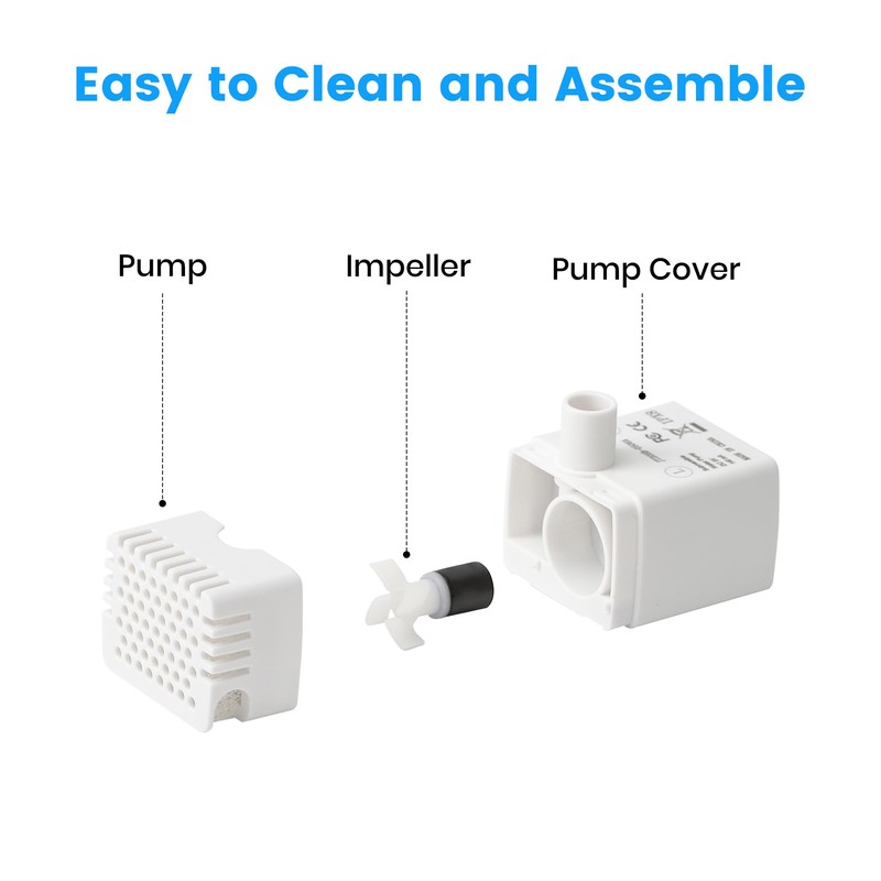 DOOOB Stainless Steel Cat Fountain Pump Replacement, Quiet Cat Water