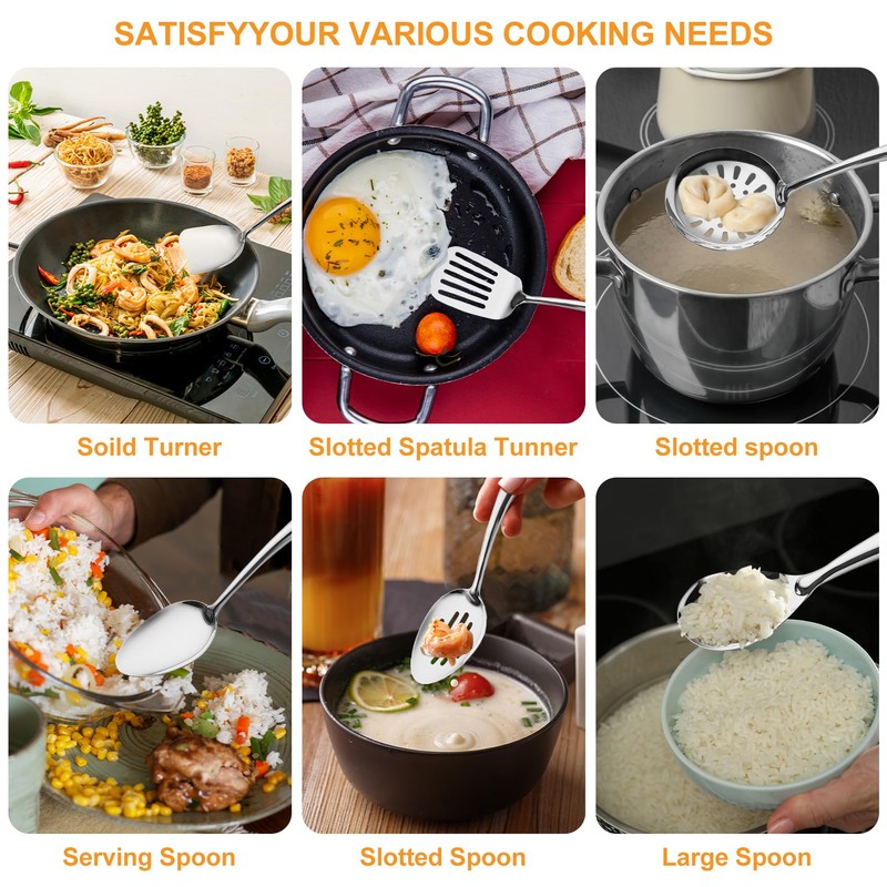 304 Stainless Steel Kitchen Utensils Set, 11 PCS Metal Cooking