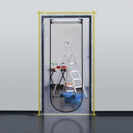 Meister 4170310 Dust Protection Door 220 x 112 cm – Pack of 2 – Integrated Zip – Translucent – Reusable – Dust Protection for Conversion & Renovation / Dust Door / Construction Door / Dust Curtain