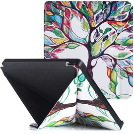 BOZHUORUI Origami Stand Case for Kobo Libra H2O eReader (2019 Release/Model N873) - Premium PU Leather Protective Cover with Auto Sleep/Wake (Lucky Tree)